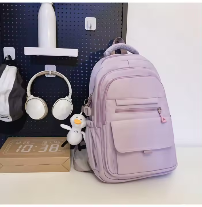 Bolso escolar de diseño para estudiantes de secundaria femenino, mochila de estilo universitario para estudiantes de secundaria, mochila versátil simple para estudiantes universitarios de color sólido - 1