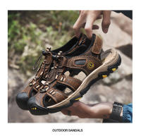 Sandalias de cuero genuino para hombre, zapatos de playa de piel de vaca transpirables, sandalias deportivas para senderismo al aire libre, sandalias romanas para hombre - details 20