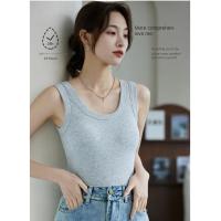 Camisola grande con cojín en el pecho para mujer, corsé elástico de Color sólido de talla grande para niña, ropa de calle, chaleco con tirantes para uso diario - details 4