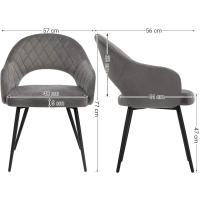 Terciopelo, Silla Acolchada con Reposabrazos, Patas de Metal, Diseño Elegante, para Comedor, Sala de Estar, Dormitorio, Cocina, Gris LDC82GY - details 2