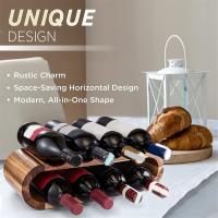 Estante de almacenamiento de vino de madera, soporte de botella de encimera, 2 niveles, 8 botellas, pequeño estante de vino, organizador rústico - details 5