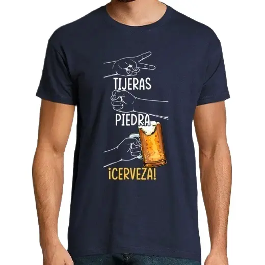 Tijeras Piedra O Cerveza Juego Piedra Papel Tijeras Humor Alcohol Camisetas CERVEZA,Pack Regalo Camiseta Personalizada - 1