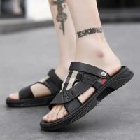 Sandalias de los hombres de la primera capa de cuero de vaca, zapatos de playa de suela suave, cojín de látex de los hombres de verano, nuevas dos zapatillas de desgaste, sandalias al aire libre - details 8