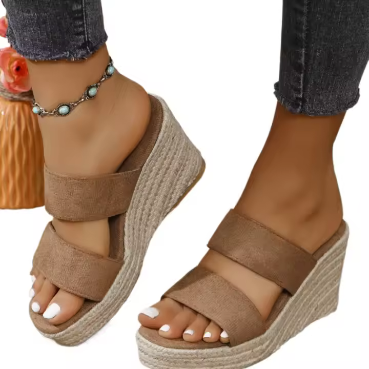 zapatos de zapatilla de tacón de cuña de verano para mujer - 1