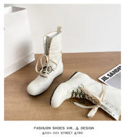 Botas de ruibarbo retro Botas de boxeo callejeras negras con cordones de realce interior - details 16
