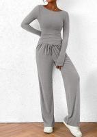 Conjunto de otoño Camiseta asimétrica de manga larga Pantalones de pierna ancha Traje informal Chándal - details 36