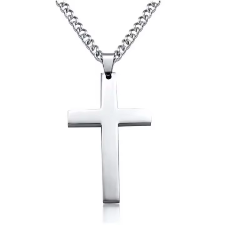 Collares con colgante de Cruz de Metal para hombre, cadena de clavícula, Color dorado, acero, negro, 1 ud.-3 piezas - 1