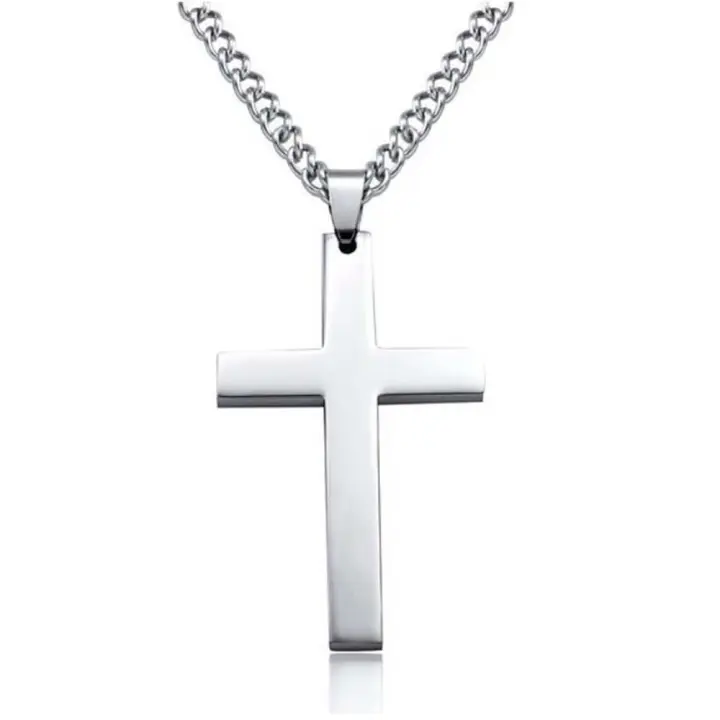 Collares con colgante de Cruz de Metal para hombre, cadena de clavícula, Color dorado, acero, negro, 1 ud.-3 piezas - 1