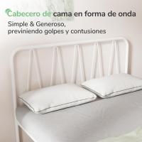 135 x 190 metálico, Altura 30,5 cm, Cama 135x190 cm es una opción Morna y metálica con un diseño cabecera en Forma Ondas, Blanco - details 4