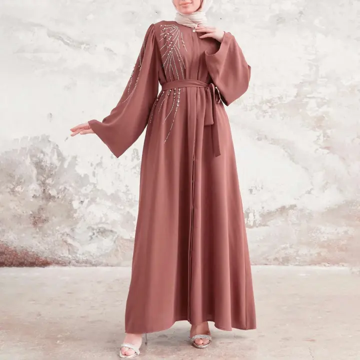 Y moda industria pesada rebordear Ig vestido de mujer elegante azul marino exquisitas túnicas musulmanas ropa de fiesta - 1