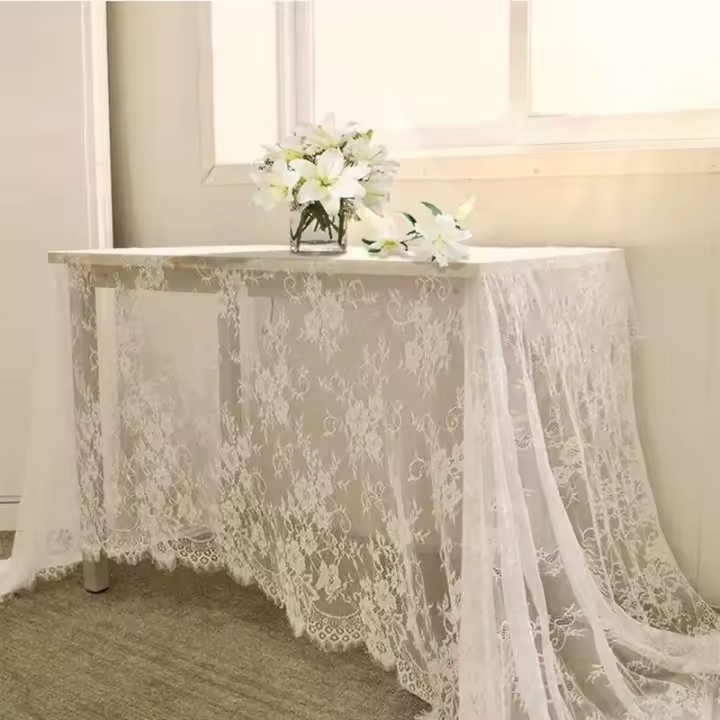 Mantel de campo blanco Ense bodas, mantel de recepción bordado vintage, decoración bohemia para vacaciones, - 1