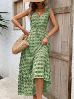 Vestidos de verano para mujer, vestido sin mangas con estampado de rombos - details 9