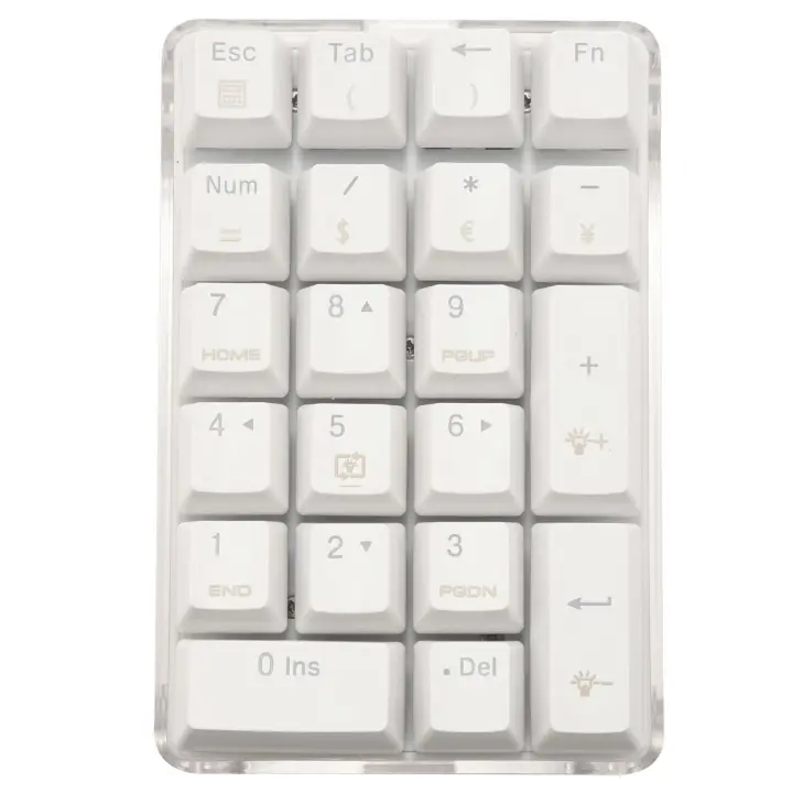 Teclado numérico mecánico retroiluminado blanco, 21 teclas, interruptor azul cereza, PC de escritorio, portátil - 1