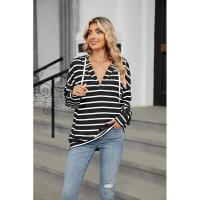 Sudadera con capucha de moda coreana para mujer, manga larga, rayas, primavera-otoño, top novedoso - details 9