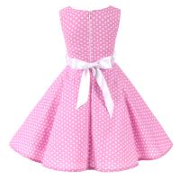 Vestido retro para niña, vestido vintage de princesa de verano sin mangas con lunares de algodón ligero y romántico floral de los años 50 para fiesta y boda Daliy - details 6