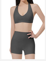 Sostén deportivo con almohadillas para el pecho, espalda hermosa, sujetador de tiras delgadas para pilates y fitnessbraConjunto de yoga con camiseta sin mangas y shorts que levantan los glúteos - details 17