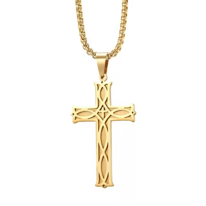 Collar de Acero de Titanio Cruza con Lazo Irlandés Longitud de 60CM - 1