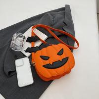 Bolso de calabaza de Halloween de cuero PU de dibujos animados, bolso de hombro divertido de calabaza de murciélago, bolso cruzado cuadrado de gran capacidad para fiesta - details 6