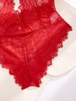 Peluche De Encaje Floral Sin Espalda Con Escote En V Profundo, Lencería Sexy Y Ropa Interior Para Mujer - details 4
