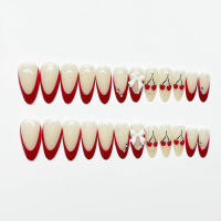 24 Uds., uñas postizas de cereza blanca, diseño especial, operación Simple, Color fijo, adecuado para regalo de amante y novia - details 5