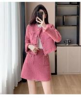 Otoño/Invierno nuevo conjunto elegante de dos piezas: chaqueta y falda de lana elegantes y gruesas, traje de dama sofisticado gran oferta - details 14
