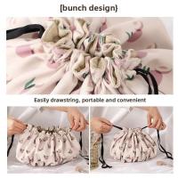 Bolsa de maquillaje con cordón de gran capacidad, bolsa de aseo de viaje impermeable con cordón, bolsa interior de clasificación con estampado de frutas - details 9