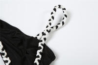 BUNO-Conjunto de 2 piezas con trenza de Color de gato extraño para mujer, Tops con sujetador + faldas ajustadas, vendaje con abertura lateral, trajes de tendencia para fiesta en la playa y vacaciones fruncidos - details 10