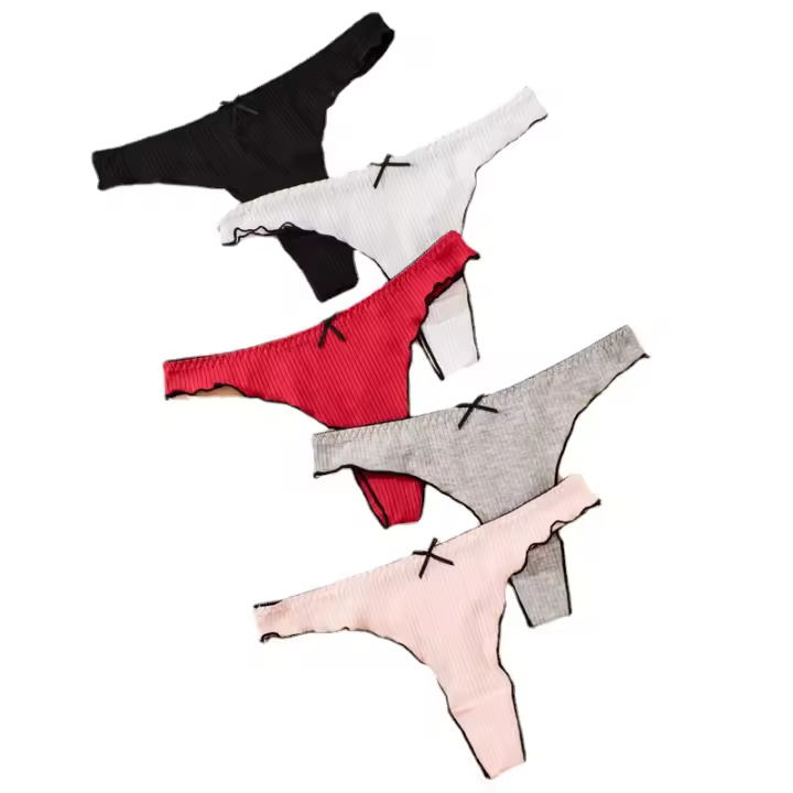 Bragas de Algodón para Mujer, Tanga Sexy, Cintura Media, parte trasera en T, Ropa Interior Sin Costura, Lencería Femenina - 1