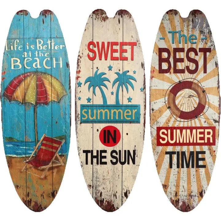 Bienvenido a la Playa Cartel Tropical para Pared Adorno Colgante de Surf para el Hogar de Verano - 1