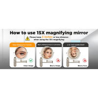 Ampliación montada en la pared 15x para pared, espejo de maquillaje de 8,5 pulgadas con 3 colores de doble cara 360 °   Baño Extensible Giratorio - details 1
