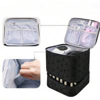 Organizador de esmalte de uñas de cuero PU, rombo a cuadros, Kit de uñas de doble capa, estuche de transporte, gran capacidad, sostiene 30 botellas - details 7