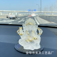 Adorno de cristal de agua de resina india, artesanías interiores para el hogar, estatua de Dios con trompa de elefante Ganesha - details 12