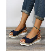 Nuevas sandalias casuales de cuña con lazo de cuerda de cáñamo de gran tamaño para mujer - details 6