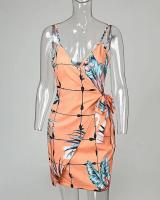 Vestido casual con cuello en V y estampado tropical para mujer, minivestido sin mangas para vacaciones de verano - details 2
