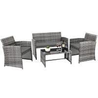 Juego de muebles de mimbre para Patio exterior, silla de mimbre para Patio, Patio trasero, porche, balcón y jardín, 4 piezas - details 1