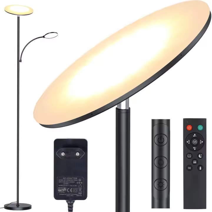 Pie LED Regulable 42W 3800LM con Control Remoto y Táctil Ajuste Lineal de Temperatura de Color y Brillo Para Salas de Estar, Dormitorios, Oficinas - 1