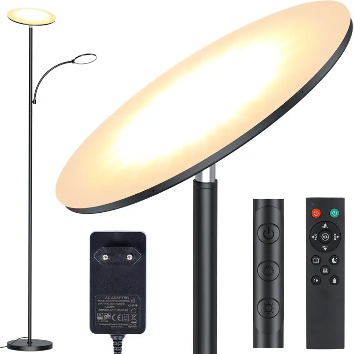 Pie LED Regulable 42W 3800LM con Control Remoto y Táctil Ajuste Lineal de Temperatura de Color y Brillo Para Salas de Estar, Dormitorios, Oficinas - 1