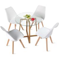 Juego de Mesa de Comedor y Sillas, 1 Mesa Redonda de 80 cm + 4 Sillas Blancas, de Diseño Nórdico - details 94
