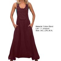 Mono de Manga Sin Aretes para Mujer Pantalones Harem con Bolsillo Lateral Ropa de Trabajo Suelta - details 1