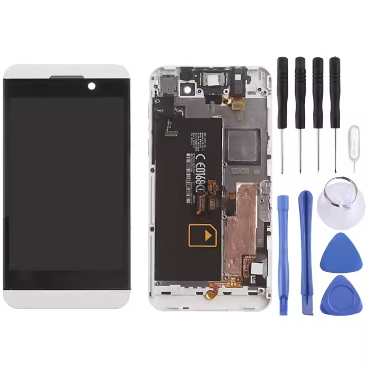 Pantalla LCD y digitalizador de montaje completo con marco para BlackBerry Z10 4G (blanco) - 1