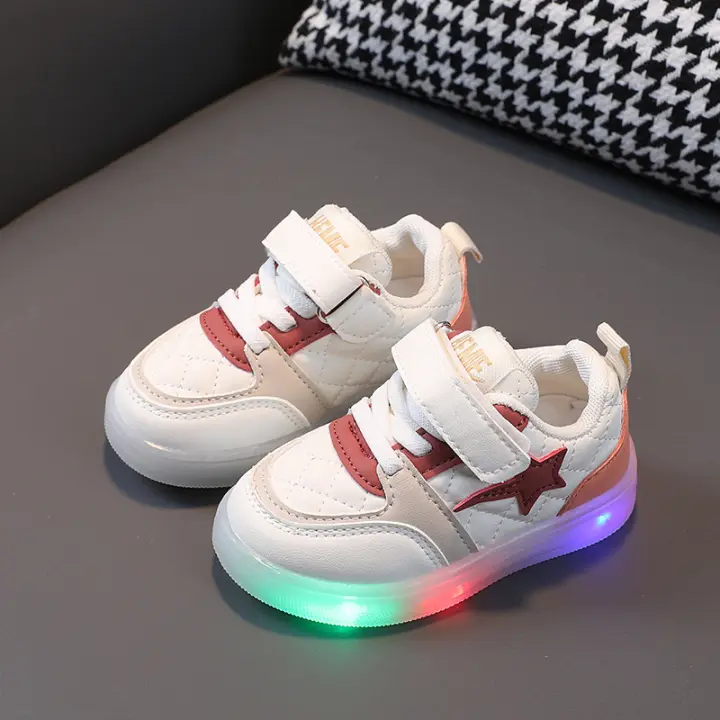 Zapatos luminosos para niños Zapatos de tablero de iluminación para niños Zapatos casuales Zapatos blancos pequeños de 1 a 6 años - 1