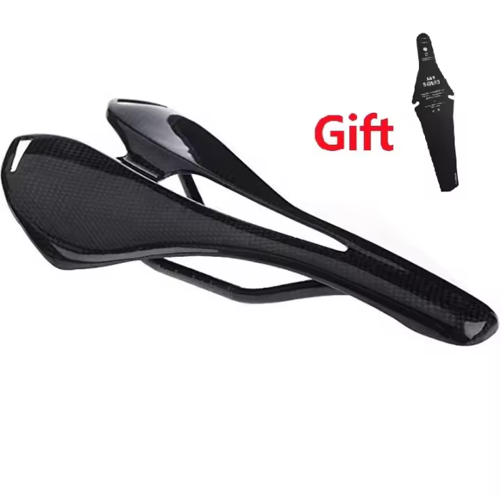 Sillín de Bicicleta de Fibra de Carbono 3K Sillín de Ciclismo Ultra Ligero Equipo de Ciclismo Matte/Glossy 270x143mm para MTB y Carretera - 1