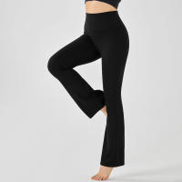 Hamidou-mallas de Yoga de cintura alta para mujer, pantalones de entrenamiento elásticos, de pierna ancha, acampanados, de color sólido, para Fitness - details 12