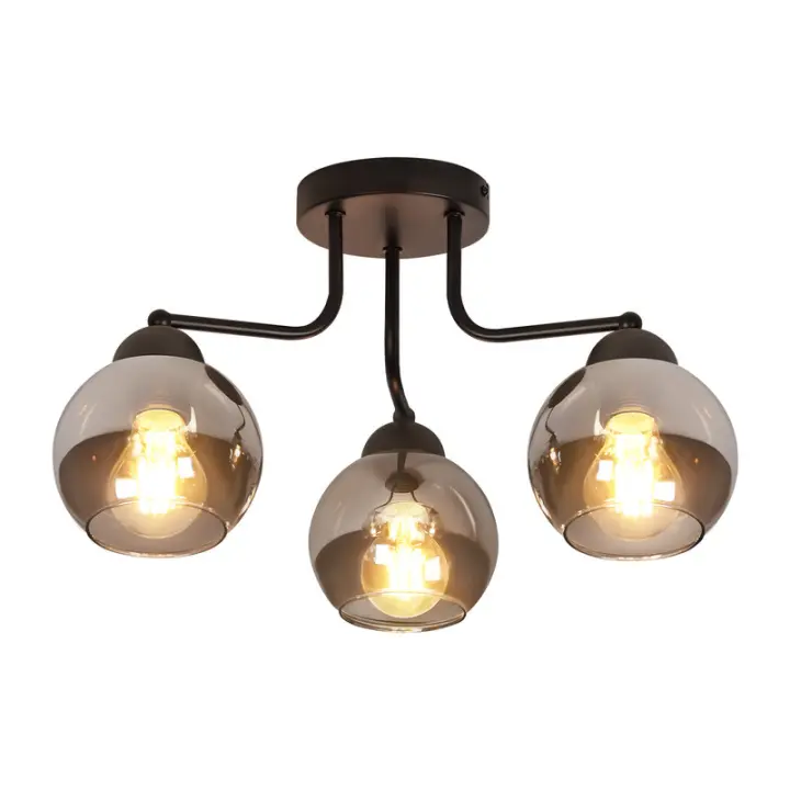CBJKTX Lámpara de techo de vidrio negro vintage 3*E27 casquillos de bombilla - 1