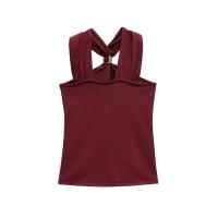 2025 Verano Nueva Ropa de Mujer Top de Punto con Cuello Halter, Hombros Descubiertos, Casual, Versátil y Multicolor - details 7