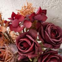 DIY decoración de jarrón, ramo de rosas artificiales de tacto Real, elegantes flores de rosas de seda hechas a mano, plantas falsas de lujo para sala de estar y escritorio - details 2