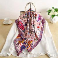 Pañuelo de seda para mujer, Bandana de estilo Vintage, para las cuatro estaciones, 90x90cm, novedad - details 2