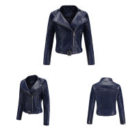 Abrigo corto de motociclista de piel sintética para mujer, chaqueta de manga larga con cremallera, ropa de otoño - details 18
