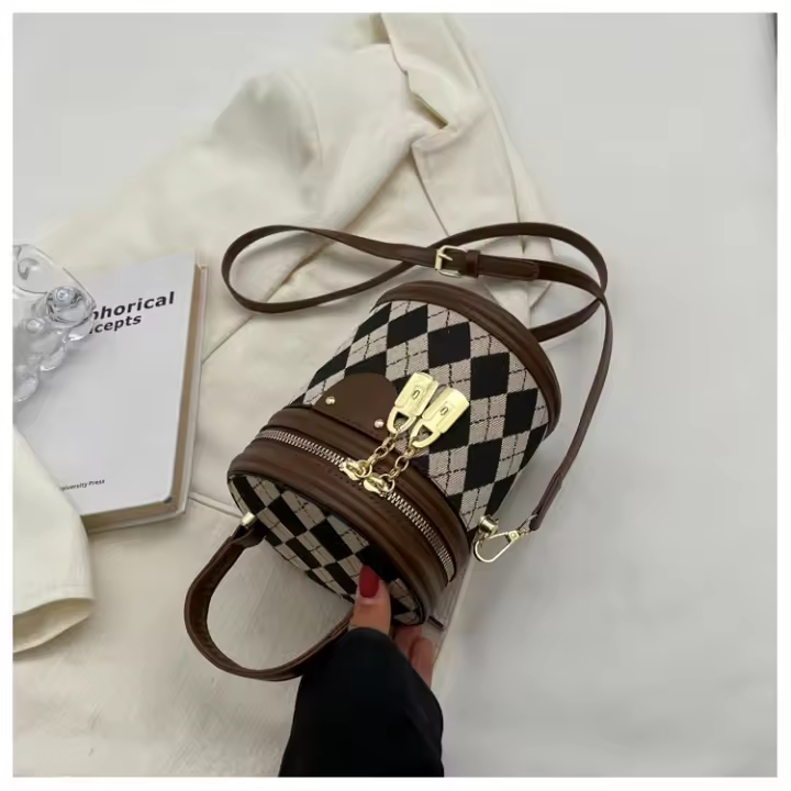 Nueva moda nicho bolso de mensajero textura diamante bolso portátil tipo cubo - 1