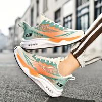 Zapatillas de correr de malla transpirable para hombre: zapatillas deportivas informales con diseño de rayas, con cordones, perfectas para primavera/verano/otoño - details 0